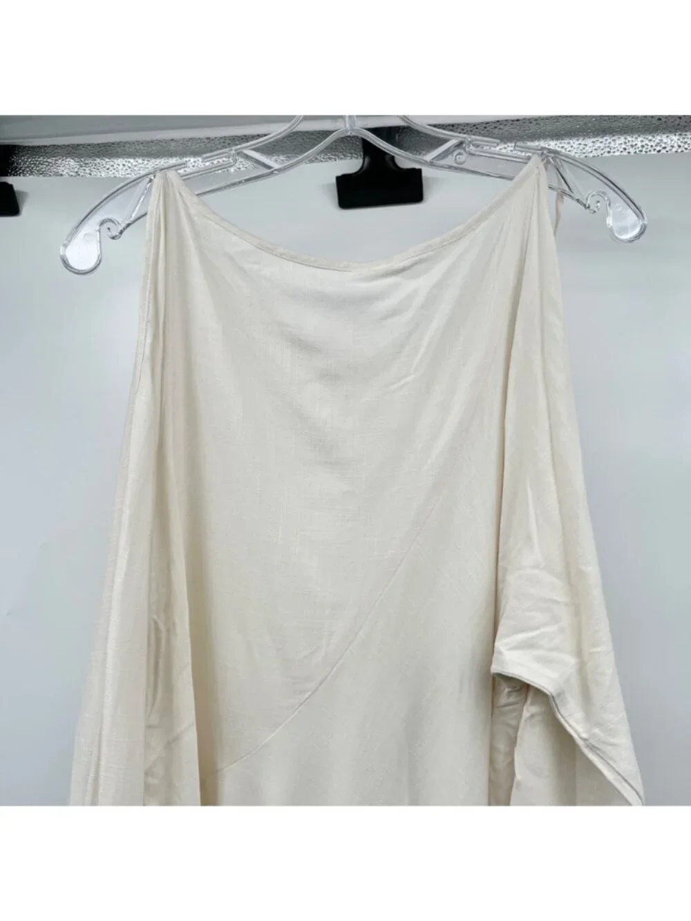 Free People Womens Shift Dress Long Cold Shoulder Sleeve Cream Size Large